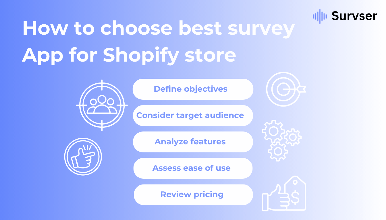 Guidelines for choosing the best survey app for your Shopify store.